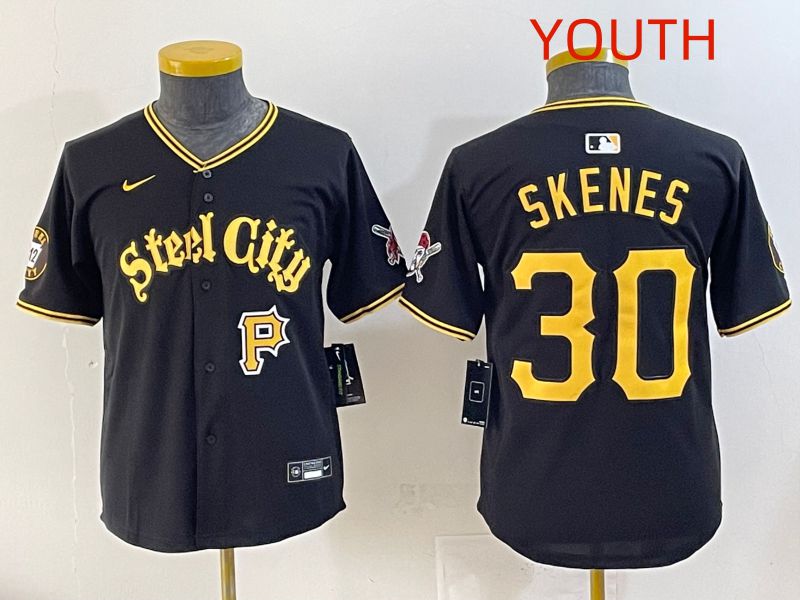 Youth 2025 Pittsburgh Pirates #30 Skenes Black Game Nike MLB Jersey style 7156